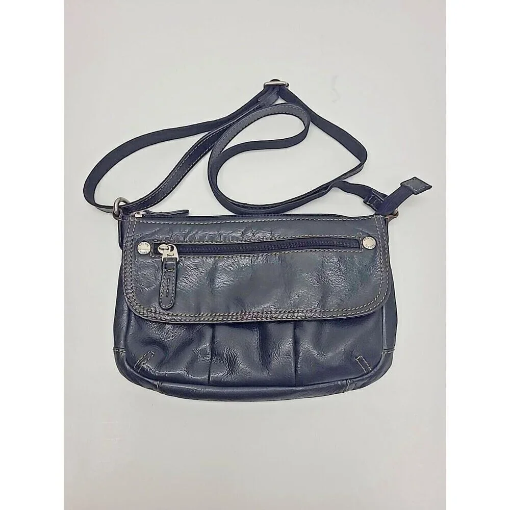 Fossil Black Pebbled Leather Crossbody Purse Adjustable Strap